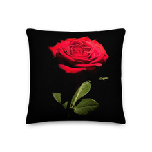 18×18 Red Rose on Black Premium Pillow by Design Express