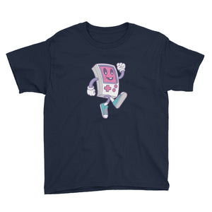 Navy / XS Game Boy Happy Walking Youth Short Sleeve T-Shirt by Design Express
