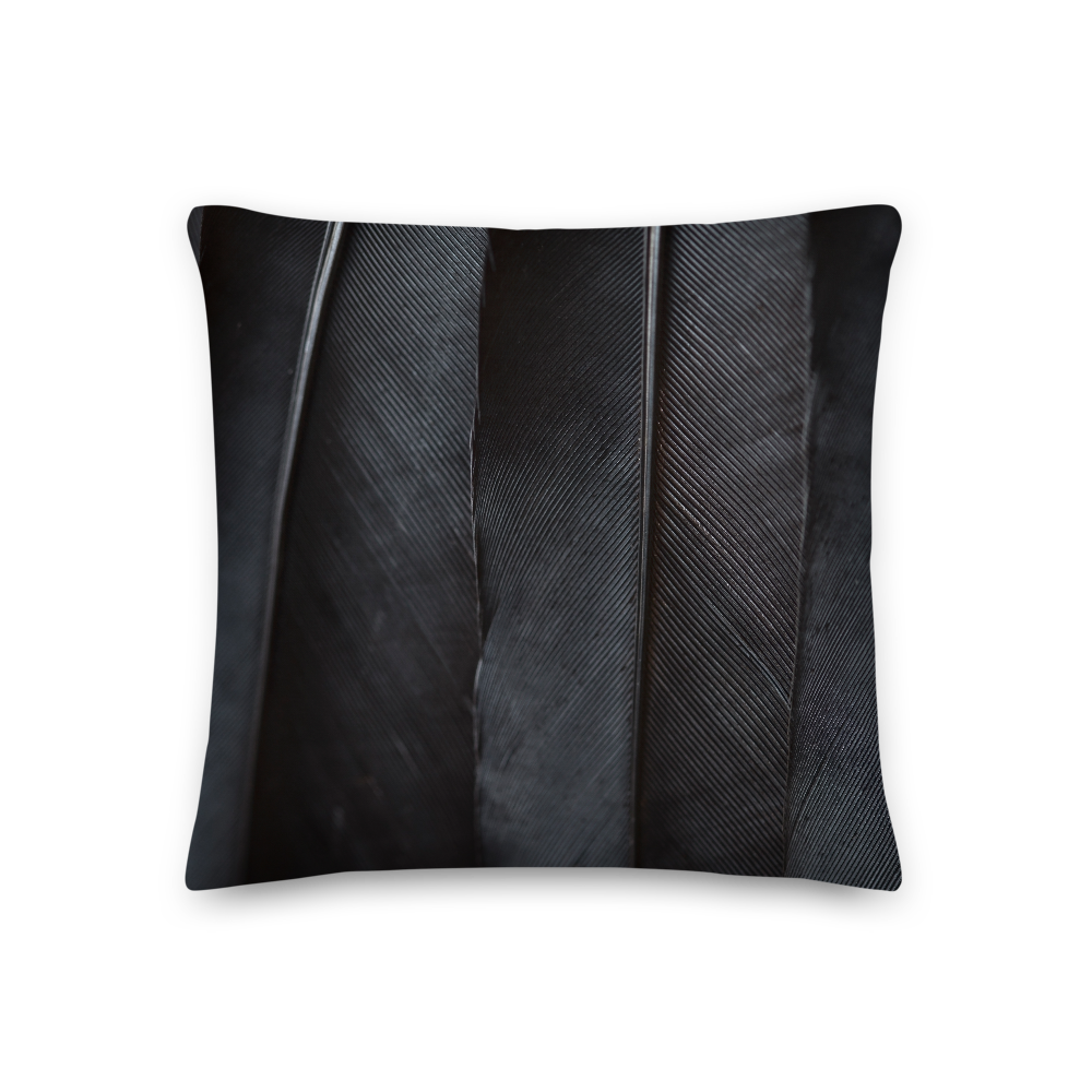 18×18 Black Feathers Square Premium Pillow by Design Express