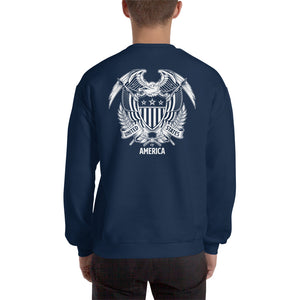 United States Of America Eagle Illustration Reverse Backside Sweatshirt by Design Express