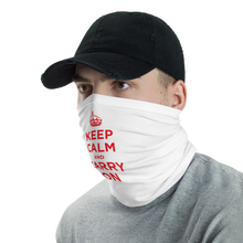 Red Keep Calm & Carry On Neck Gaiter Masks by Design Express