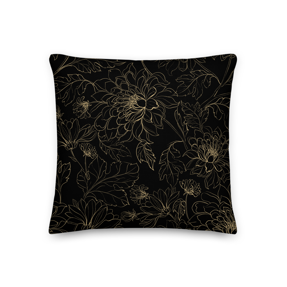 18×18 Golden Floral Square Premium Pillow by Design Express