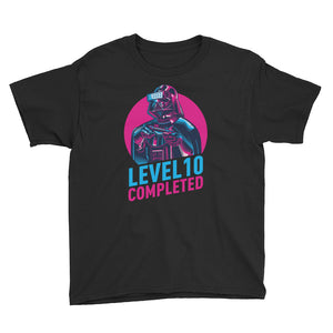 Black / XS Darth Vader Level 10 Completed Youth Short Sleeve T-Shirt by Design Express
