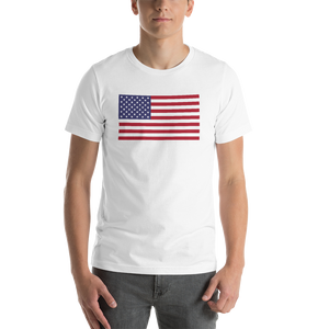 White / S United States Flag "Solo" Short-Sleeve Unisex T-Shirt by Design Express