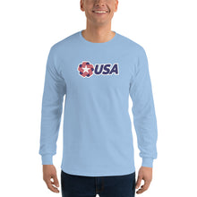 Light Blue / S USA "Rosette" Long Sleeve T-Shirt by Design Express