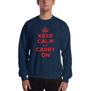 Navy / S Keep Calm and Carry On (Red) Unisex Sweatshirt by Design Express