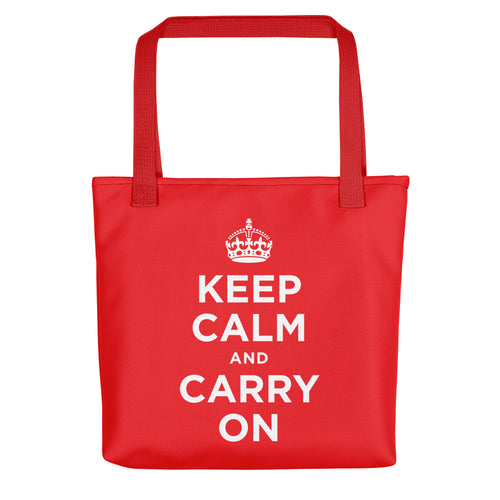 Red Keep Calm and Carry On (Red White) Tote bag Totes by Design Express