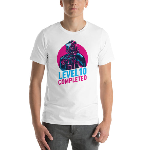 White / XS Darth Vader Level 10 Completed Short-Sleeve Unisex T-Shirt by Design Express