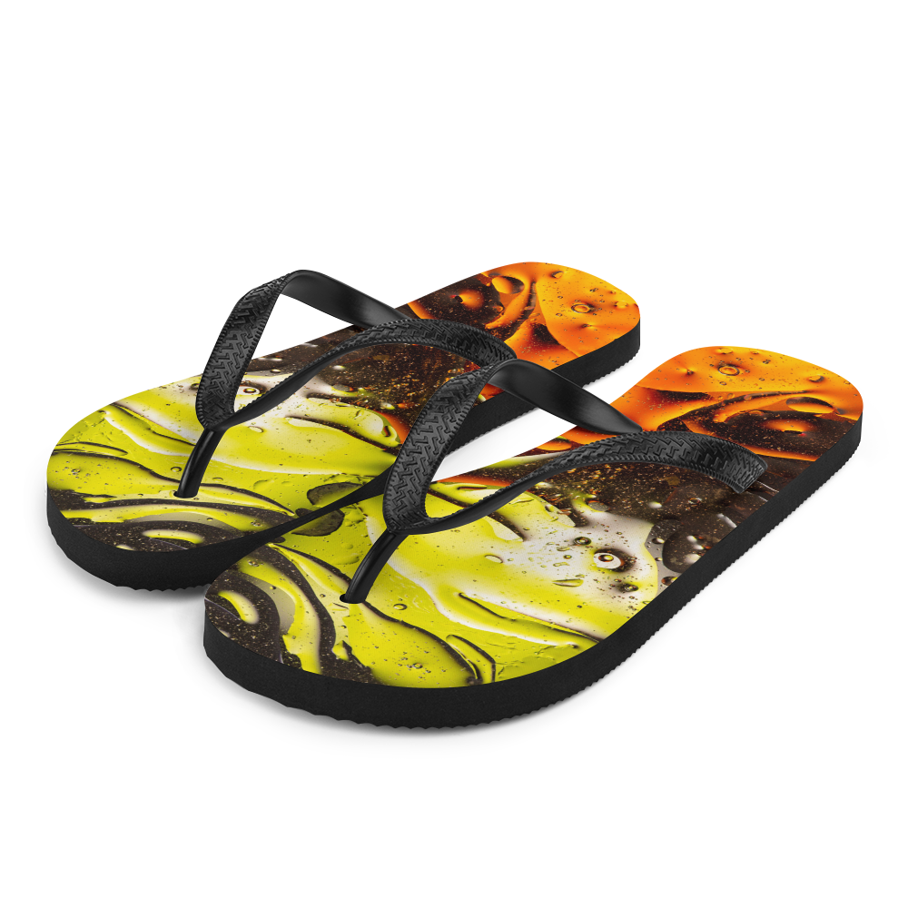 S Abstract 02 Orange Lime Flip-Flops by Design Express