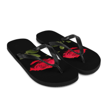 Red Rose on Black Flip-Flops by Design Express