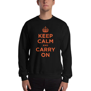 Black / S Keep Calm and Carry On (Orange) Unisex Sweatshirt by Design Express