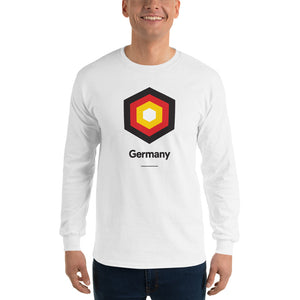 White / S Germany "Hexagon" Long Sleeve T-Shirt by Design Express