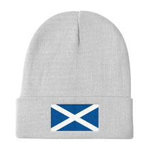 White Scotland Flag "Solo" Knit Beanie by Design Express