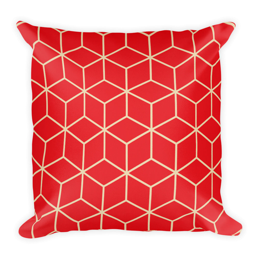 Default Title Diamonds Red Square Premium Pillow by Design Express