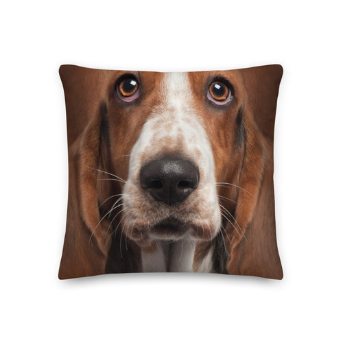 18×18 Basset Hound Dog Premium Pillow by Design Express