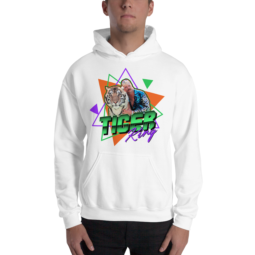 White / S Tiger King Unisex Hoodie by Design Express