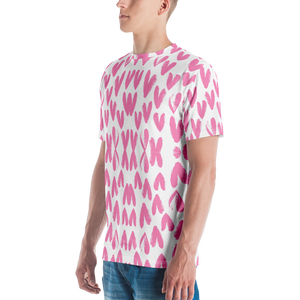 Pink Heart Pattern Men's T-shirt by Design Express