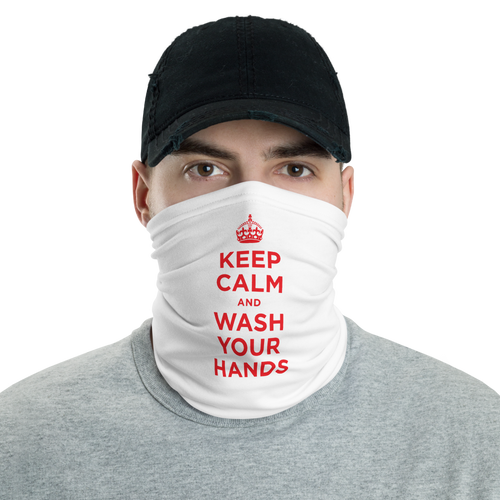 Default Title White Red Keep Calm and Wash Your Hands Neck Gaiter Masks by Design Express