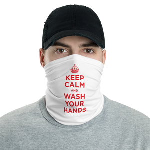 Default Title White Red Keep Calm and Wash Your Hands Neck Gaiter Masks by Design Express