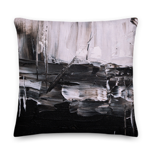 Black & White Abstract Painting Square Premium Pillow by Design Express