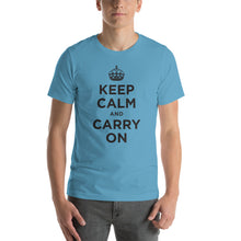 Ocean Blue / S Keep Calm and Carry On (Black) Short-Sleeve Unisex T-Shirt by Design Express