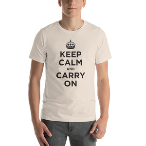 Soft Cream / S Keep Calm and Carry On (Black) Short-Sleeve Unisex T-Shirt by Design Express