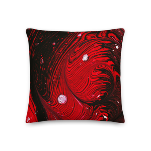 18×18 Black Red Abstract Square Premium Pillow by Design Express
