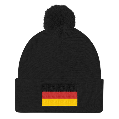 Black Germany Flag Pom Pom Knit Cap by Design Express