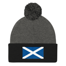 Dark Heather Grey/ Black Scotland Flag "Solo" Pom Pom Knit Cap by Design Express