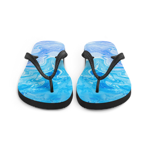 Blue Watercolor Marble Flip-Flops by Design Express