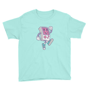 Teal Ice / S Game Boy Happy Walking Youth Short Sleeve T-Shirt by Design Express