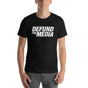 XS Defund The Media Italic Unisex Black T-Shirt by Design Express