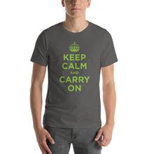Asphalt / S Keep Calm and Carry On (Green) Short-Sleeve Unisex T-Shirt by Design Express