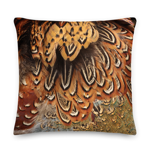 Brown Pheasant Feathers Square Premium Pillow by Design Express