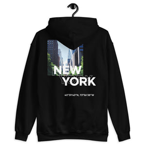 New York Coordinates Unisex Black Hoodie by Design Express