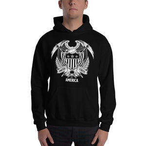 Black / S United States Of America Eagle Illustration Reverse Hooded Sweatshirt by Design Express