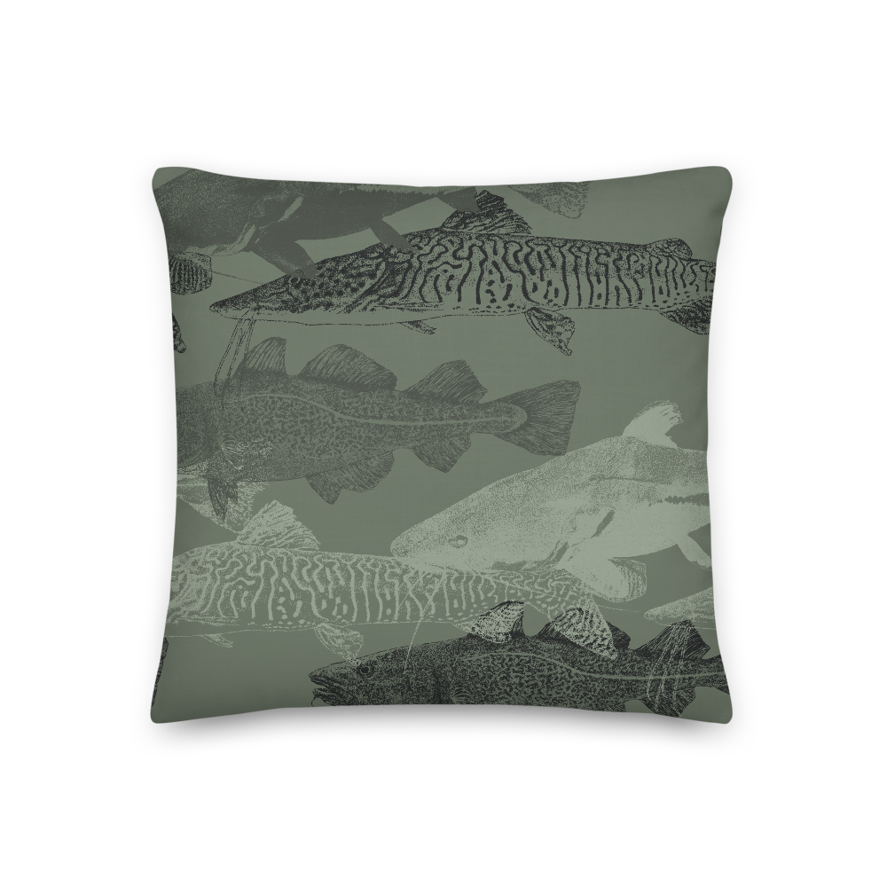 18×18 Army Green Catfish Square Premium Pillow by Design Express
