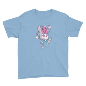 Light Blue / XS Game Boy Happy Walking Youth Short Sleeve T-Shirt by Design Express