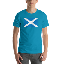 Aqua / S Scotland Flag "Solo" Short-Sleeve Unisex T-Shirt by Design Express