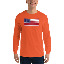Orange / S United States Flag "Solo" Long Sleeve T-Shirt by Design Express