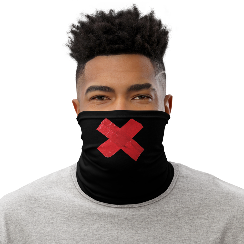Default Title Crossed Red Duct Tape on Black Neck Gaiter by Design Express