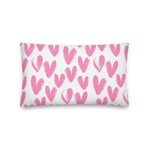 Pink Heart Pattern Premium Pillow by Design Express