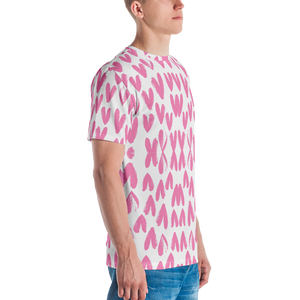 Pink Heart Pattern Men's T-shirt by Design Express