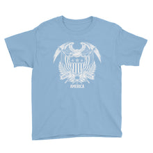 Light Blue / XS United States Of America Eagle Illustration Reverse Youth Short Sleeve T-Shirt by Design Express