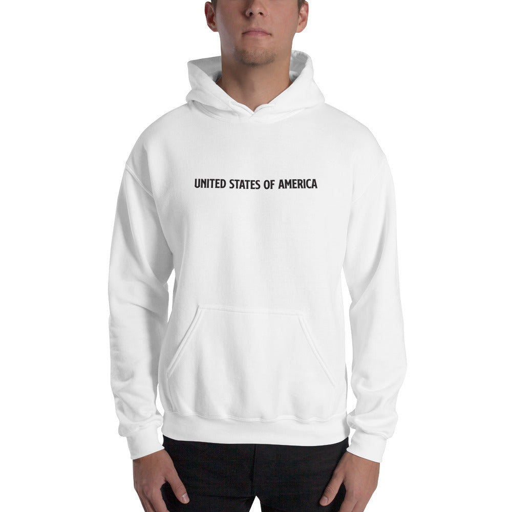 White / S United States Of America Eagle Illustration Backside Hooded Sweatshirt by Design Express