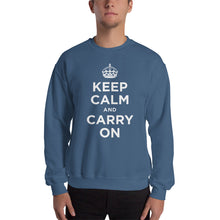 Indigo Blue / S Keep Calm and Carry On (White) Unisex Sweatshirt by Design Express