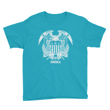 Caribbean Blue / XS United States Of America Eagle Illustration Reverse Youth Short Sleeve T-Shirt by Design Express