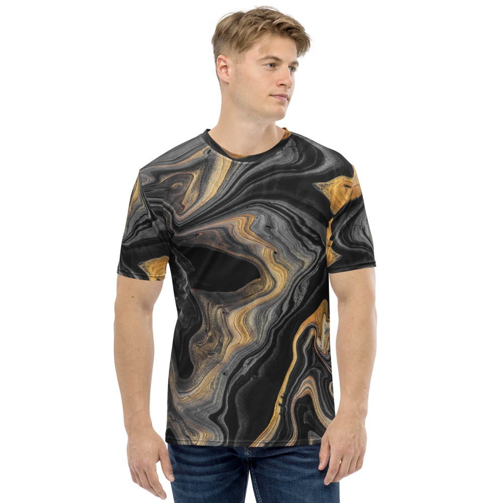 XS Black Marble Men's T-shirt by Design Express