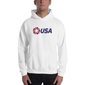 White / S USA "Rosette" Hooded Sweatshirt by Design Express
