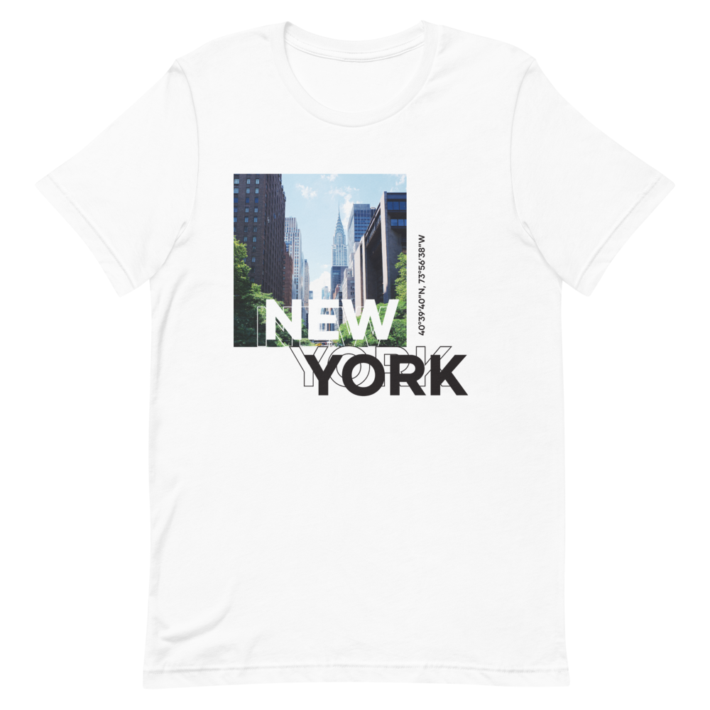 XS New York Coordinates Front Unisex White T-Shirt by Design Express